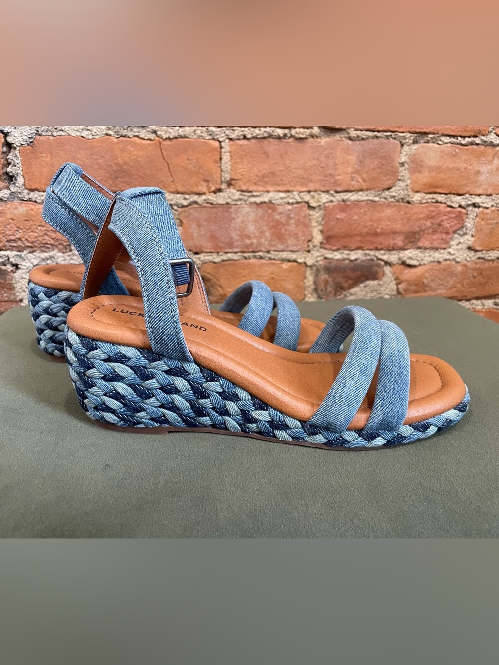 Adorable Lucky Brand Light Denim Braided Wedge Sandals | Size 6
